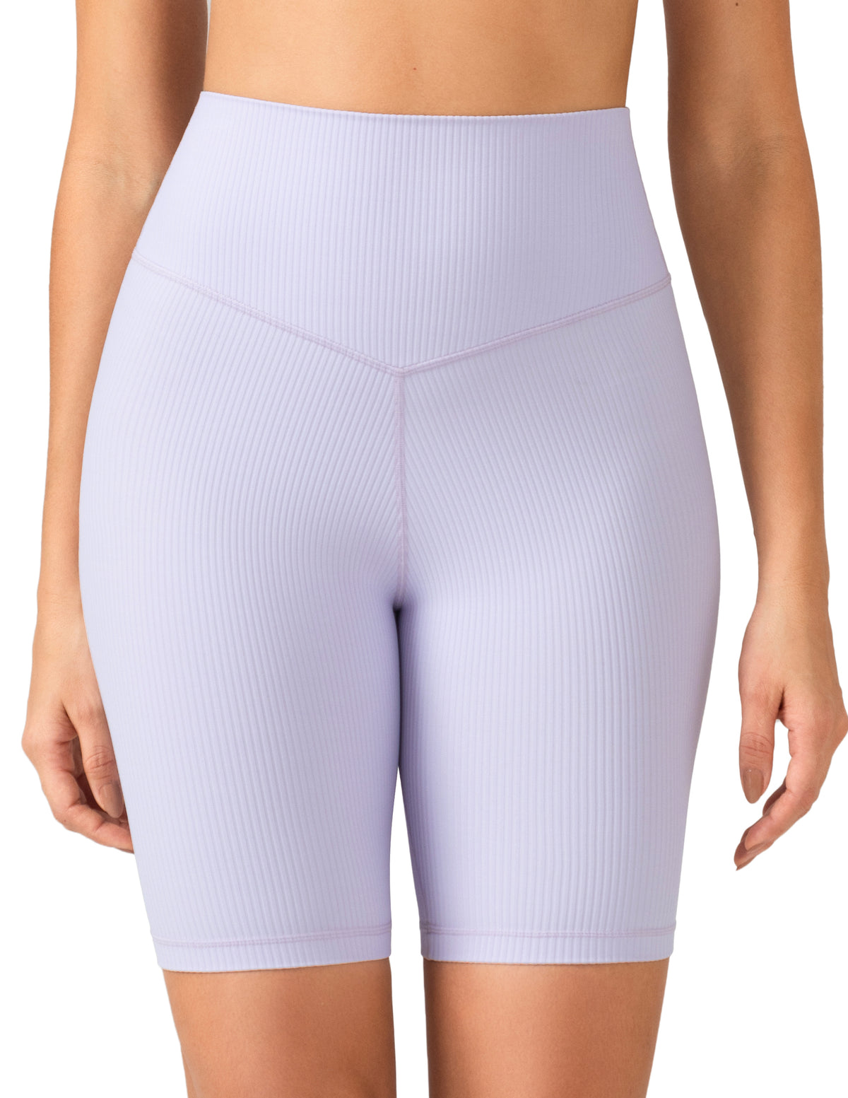 8" High Waisted Ribbed Biker Shorts Yoga Tights