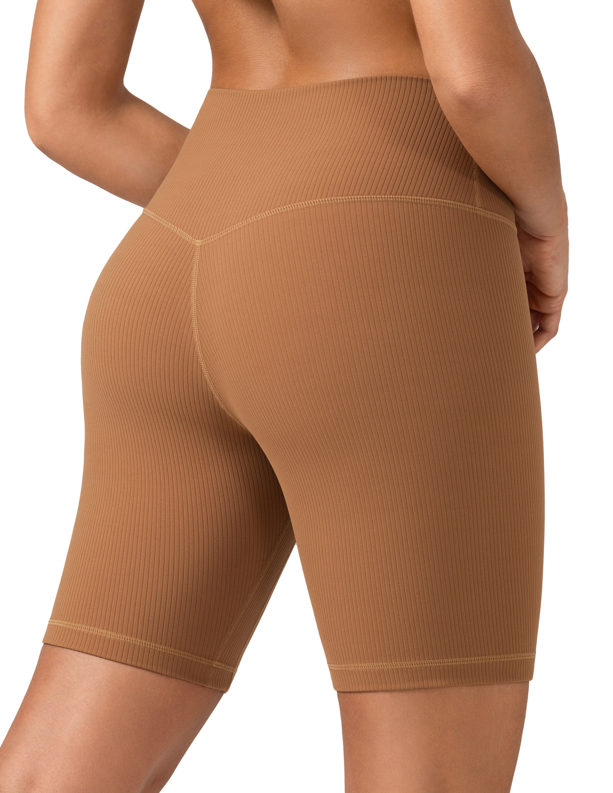 8" High Waisted Ribbed Biker Shorts Yoga Tights
