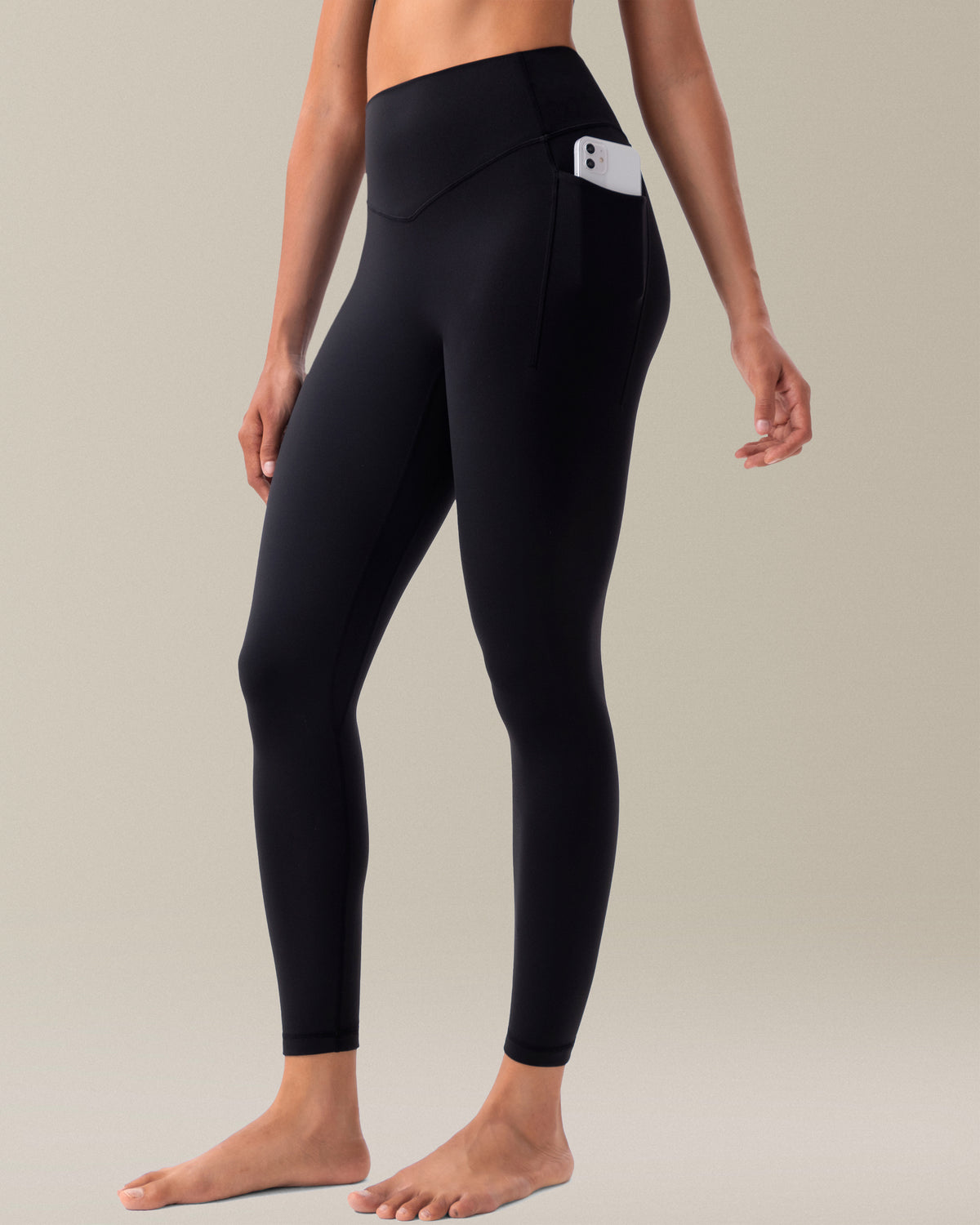 YUNOGA HugMotion No Front Seam Leggings for Women with Pockets - 25 Inches High Waisted Buttery Soft Workout Gym Yoga Pants