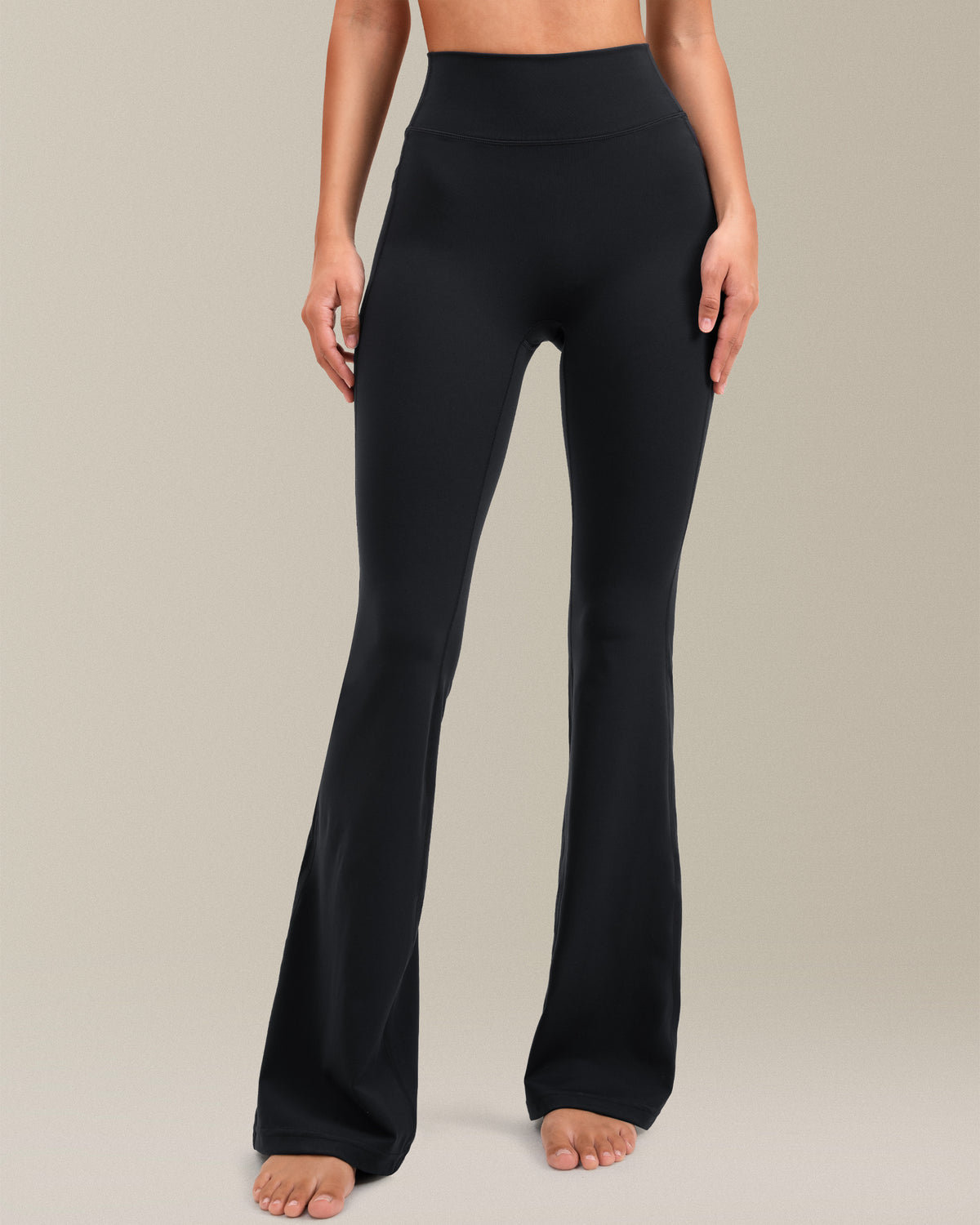 8065 - Yunoga High Waisted Flare Leggings with Side Pockets - Black