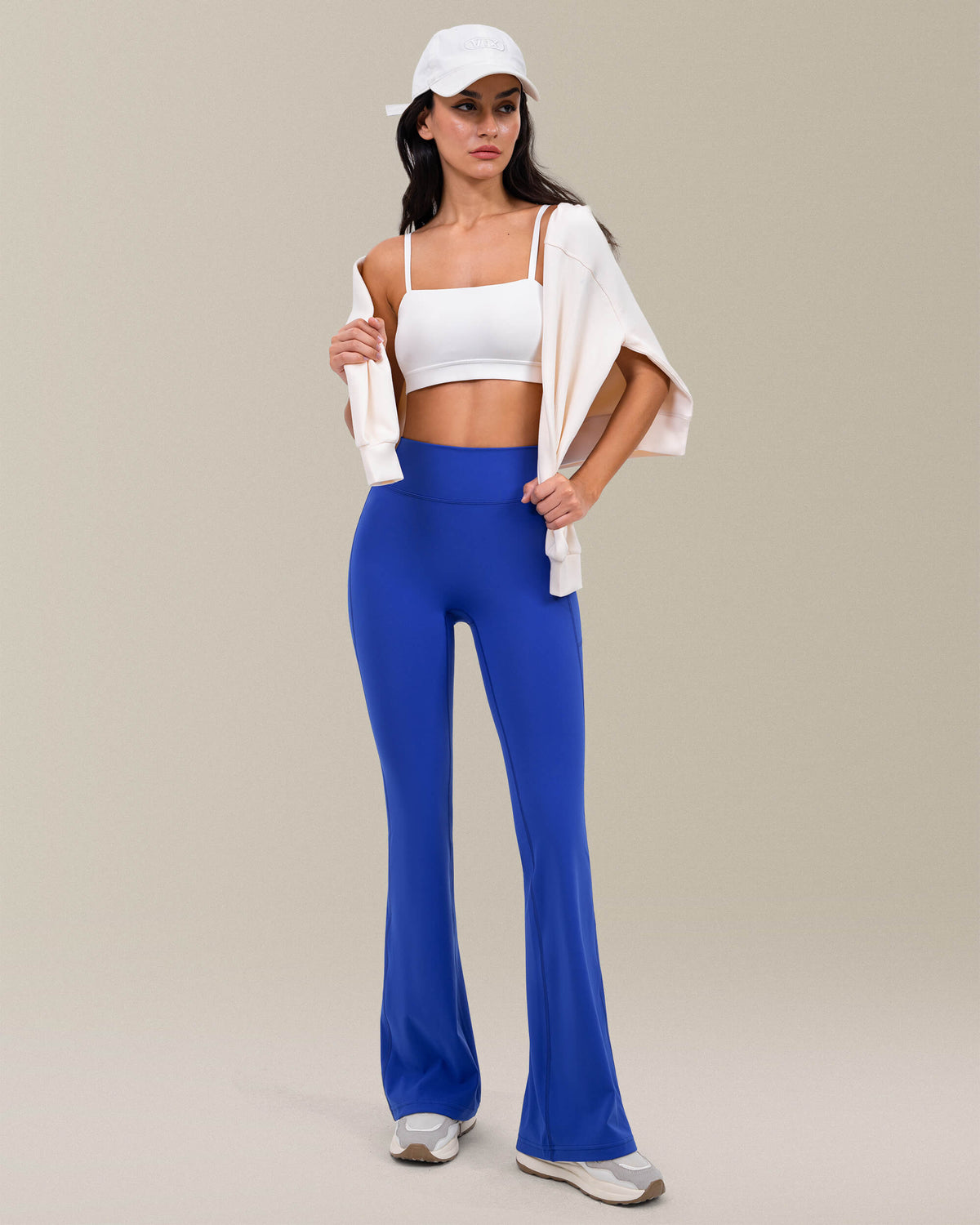 8075 - yunoga comfortable 30" flare yoga pants with pockets for everyday wear - royal blue