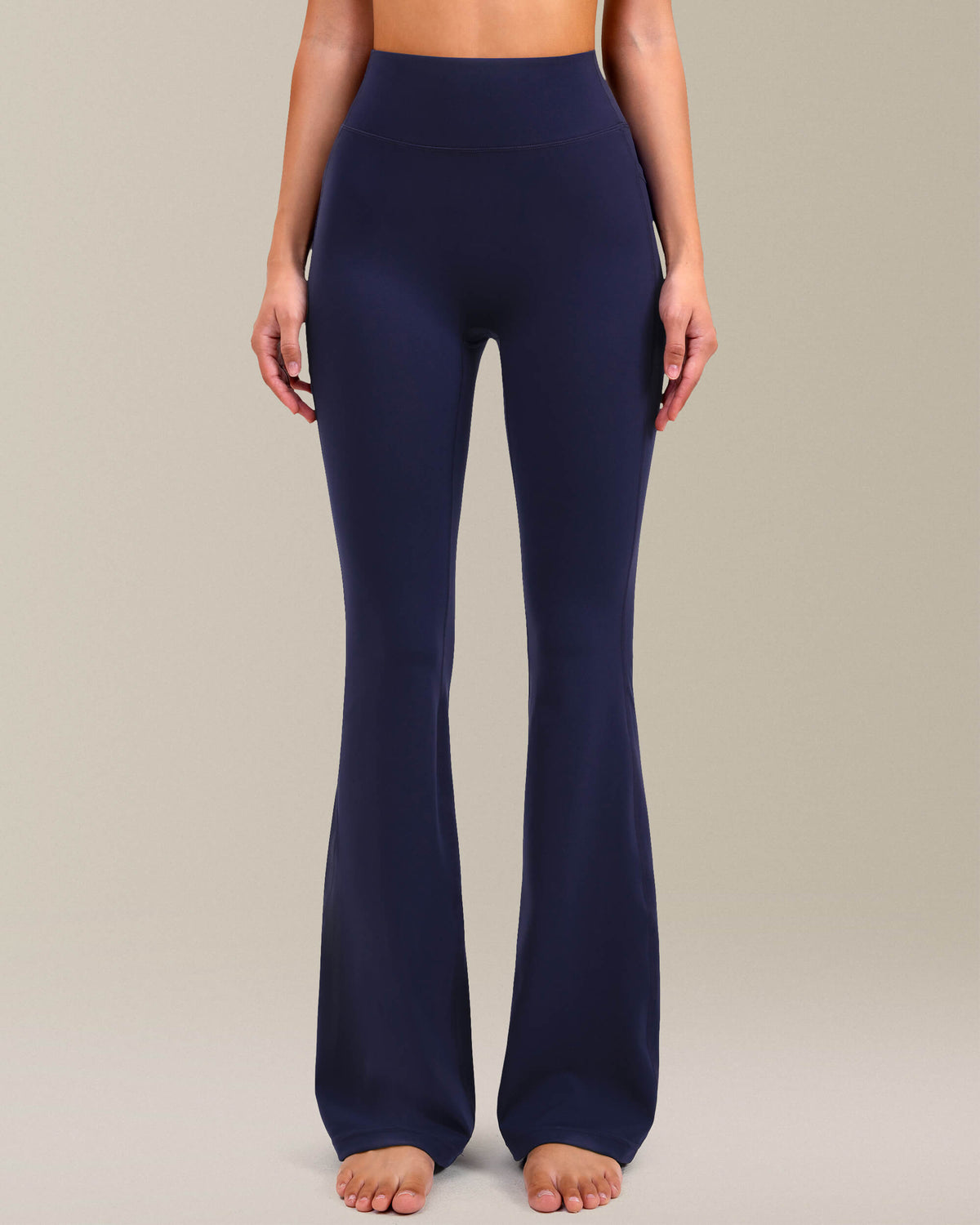 8065 - yunoga no front seam flare yoga pants with pockets 4 way stretch - Navy