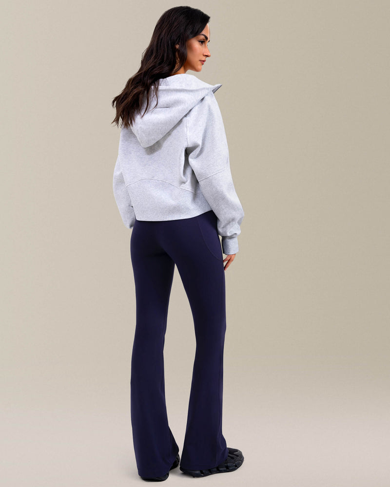 8065 - yunoga no front seam flare yoga pants with pockets 4 way stretch - Navy