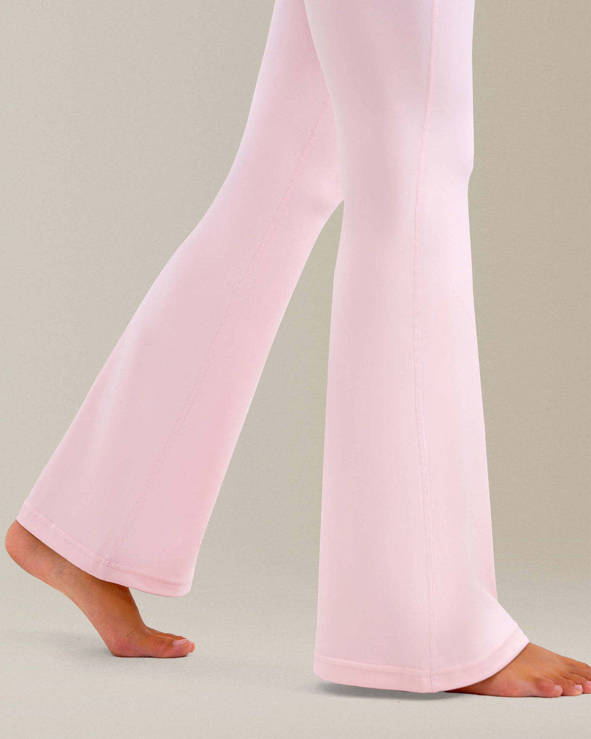 8075 - Yunoga 30 Inch Inseam No Front Seam Flare Leggings with Pockets - Pink Sude