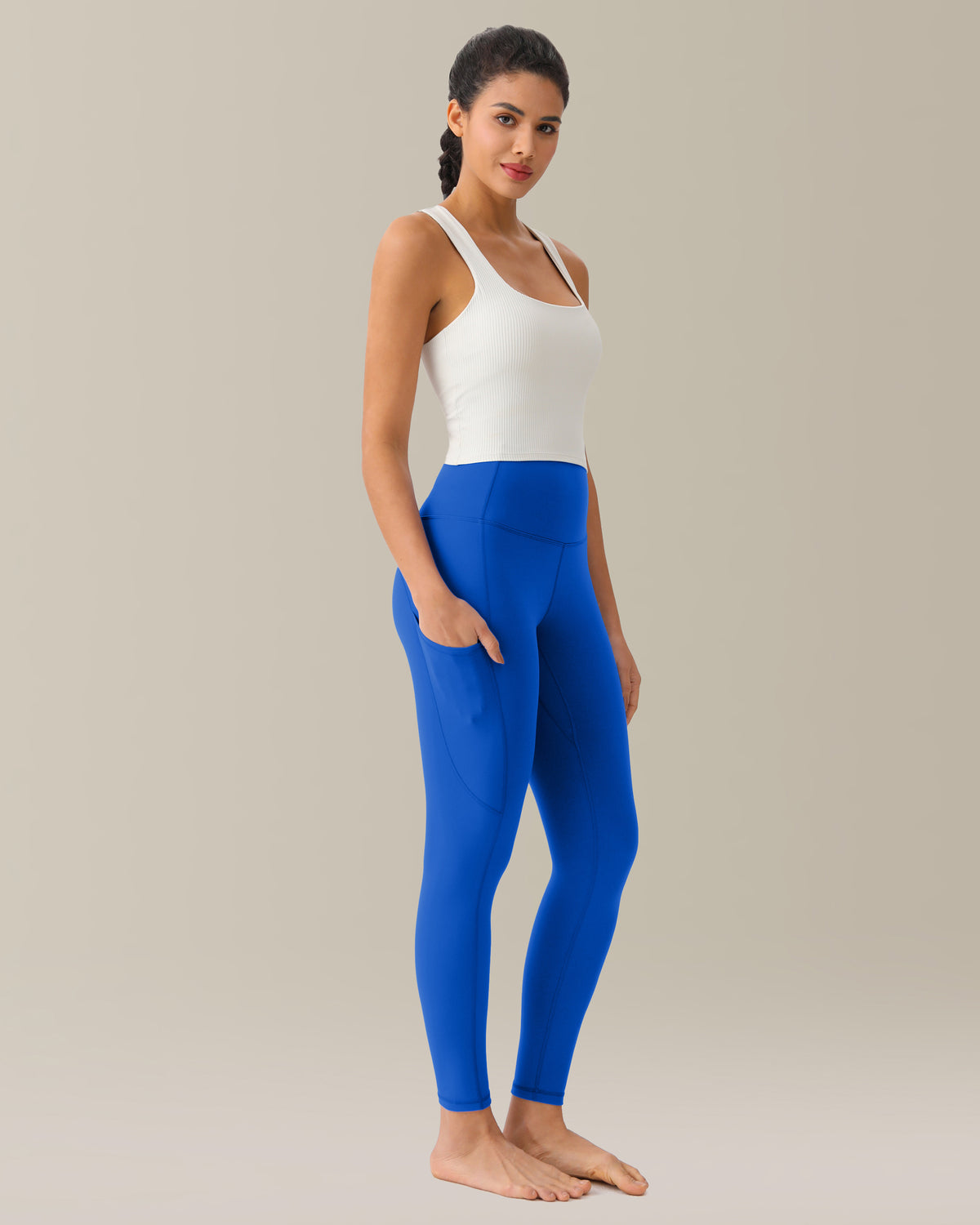 8903 - Yunoga 25 High Waisted Athletic Pants With Pocket - Royal Blue
