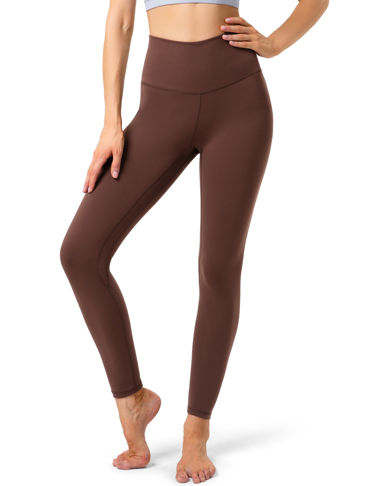 Yunoga - 25" High Waisted Leggings - Brown Stone