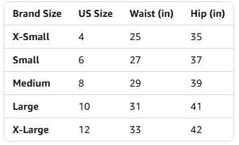 Size chart