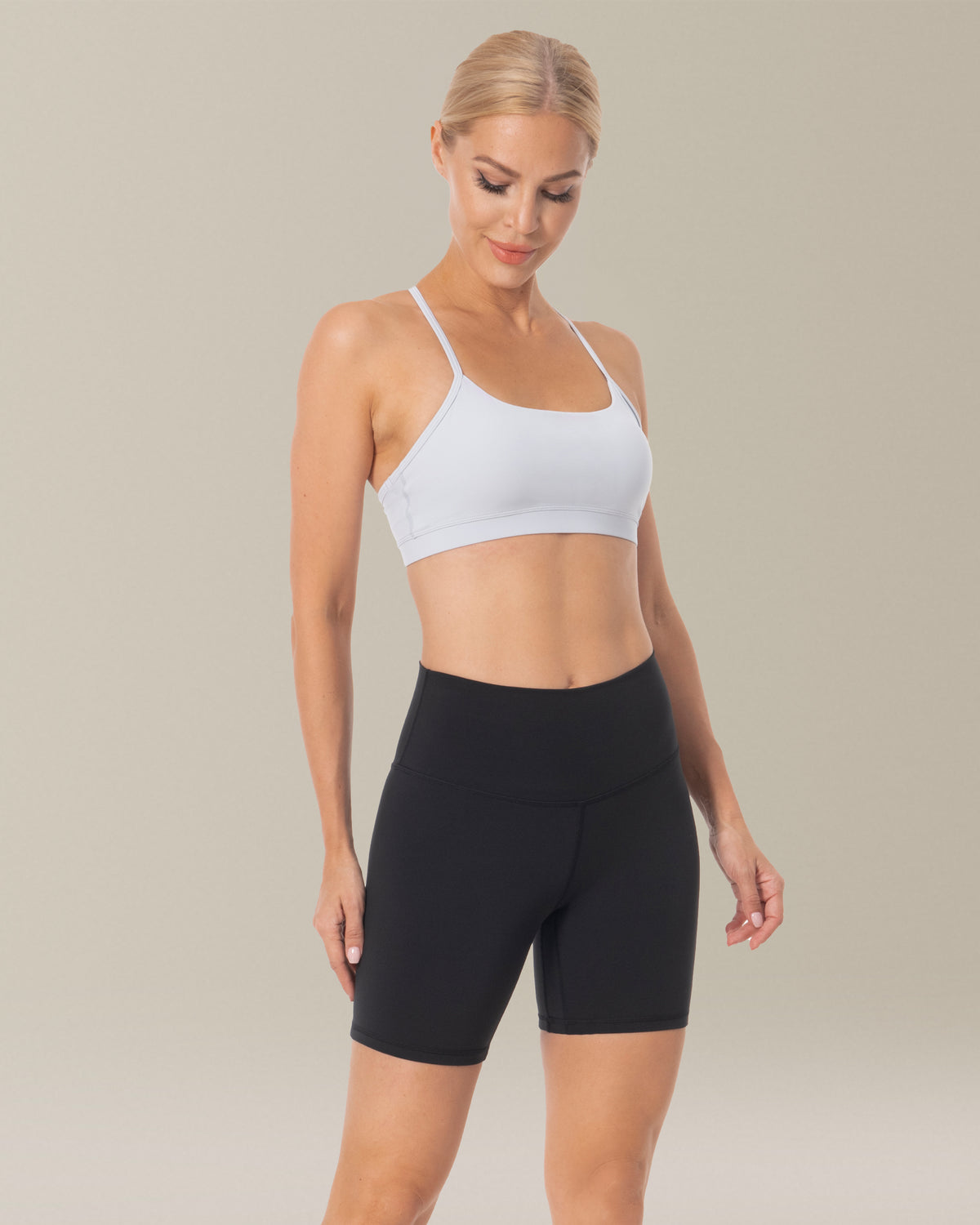 8907 - Yunoga 6" High Waisted Athletic Shorts - Black