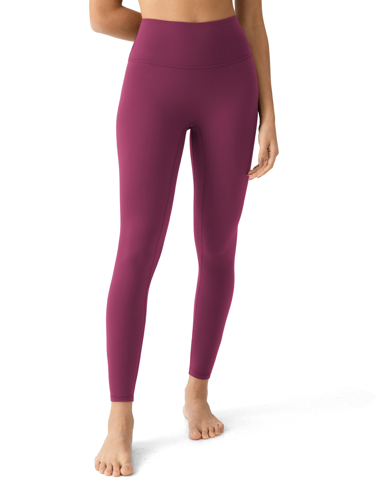 8910-Yunoga 25" High Waisted Seamless Workout Leggings-Red Plum