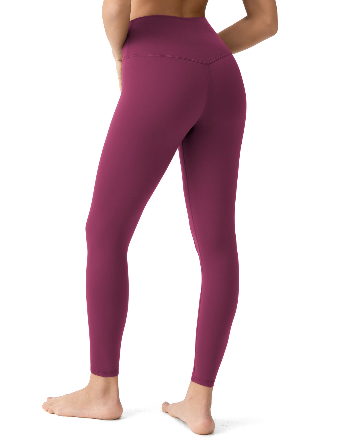 8910-Yunoga 25" High Waisted Seamless Workout Leggings-Red Plum