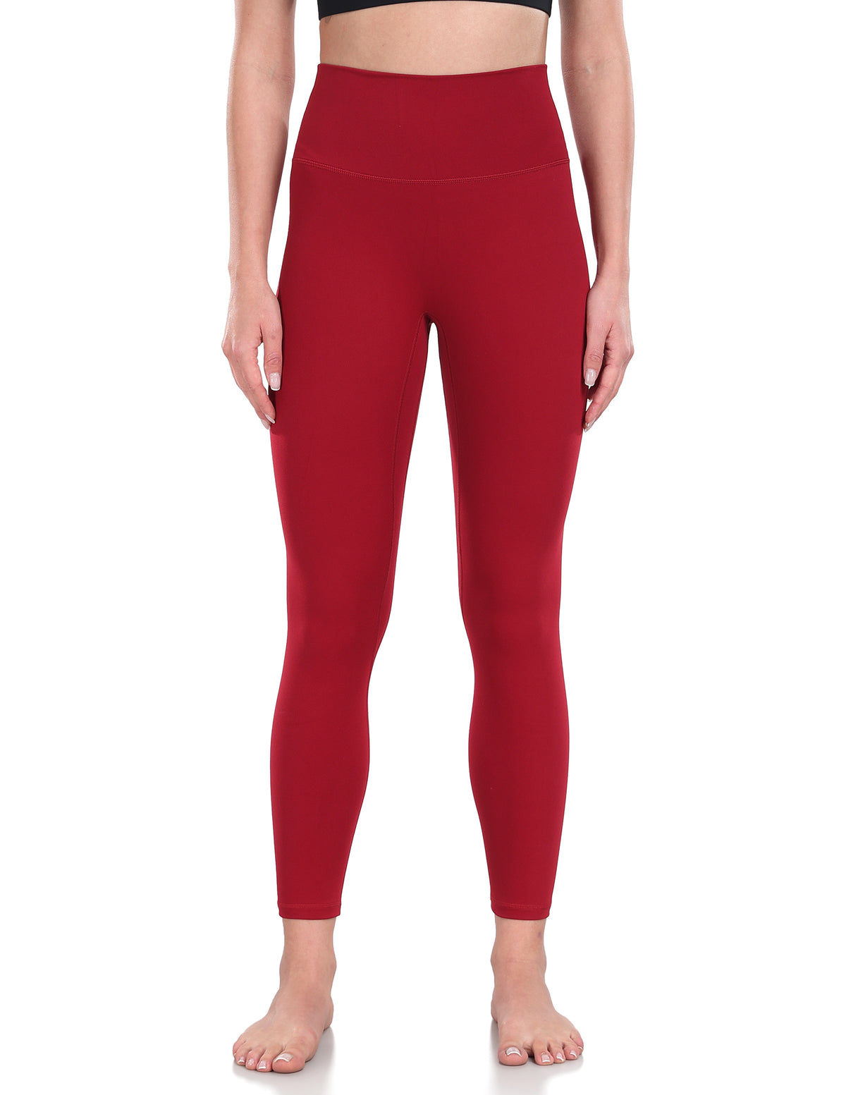 8910-Yunoga 25" High Waisted Seamless Workout Leggings-Rose Red