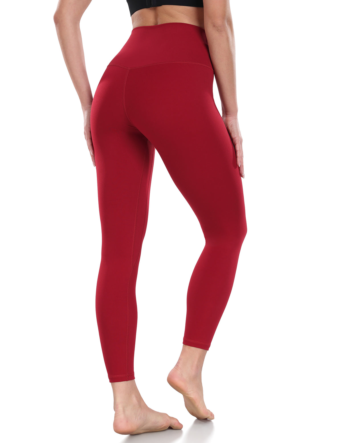 8910-Yunoga 25" High Waisted Seamless Workout Leggings-Rose Red