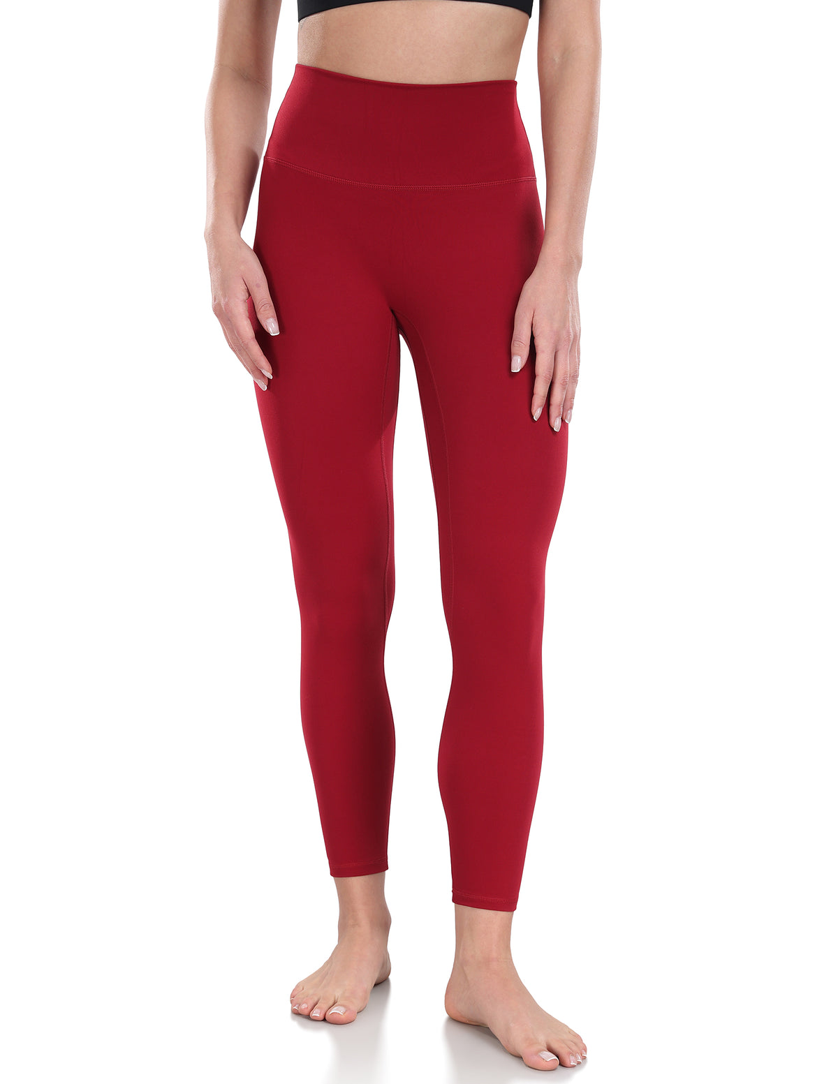 8910-Yunoga 25" High Waisted Seamless Workout Leggings-Rose Red