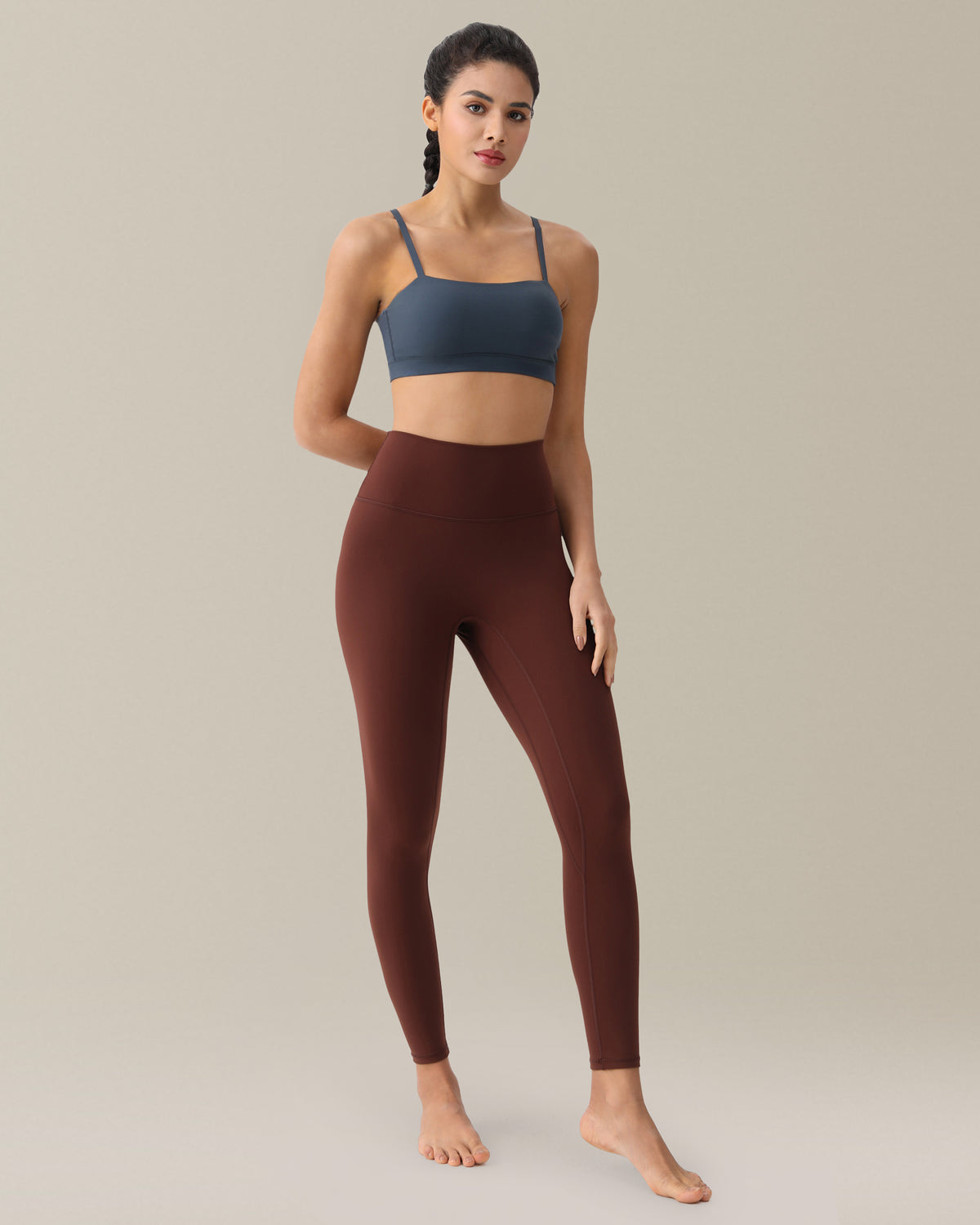 8910 - Yunoga 25" High Waisted Seamless Workout Leggings - Bitter Chocolate