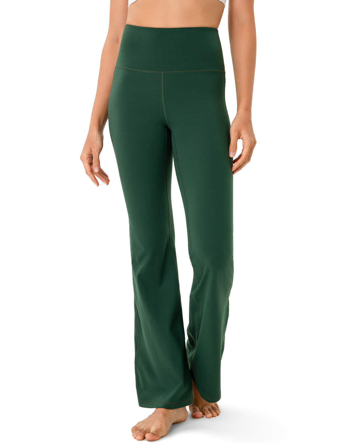 8930-yunoga high waisted flare yoga pants with pockets-posy green