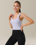 Sports Bra Square Neck Workout Tank Tops with Built