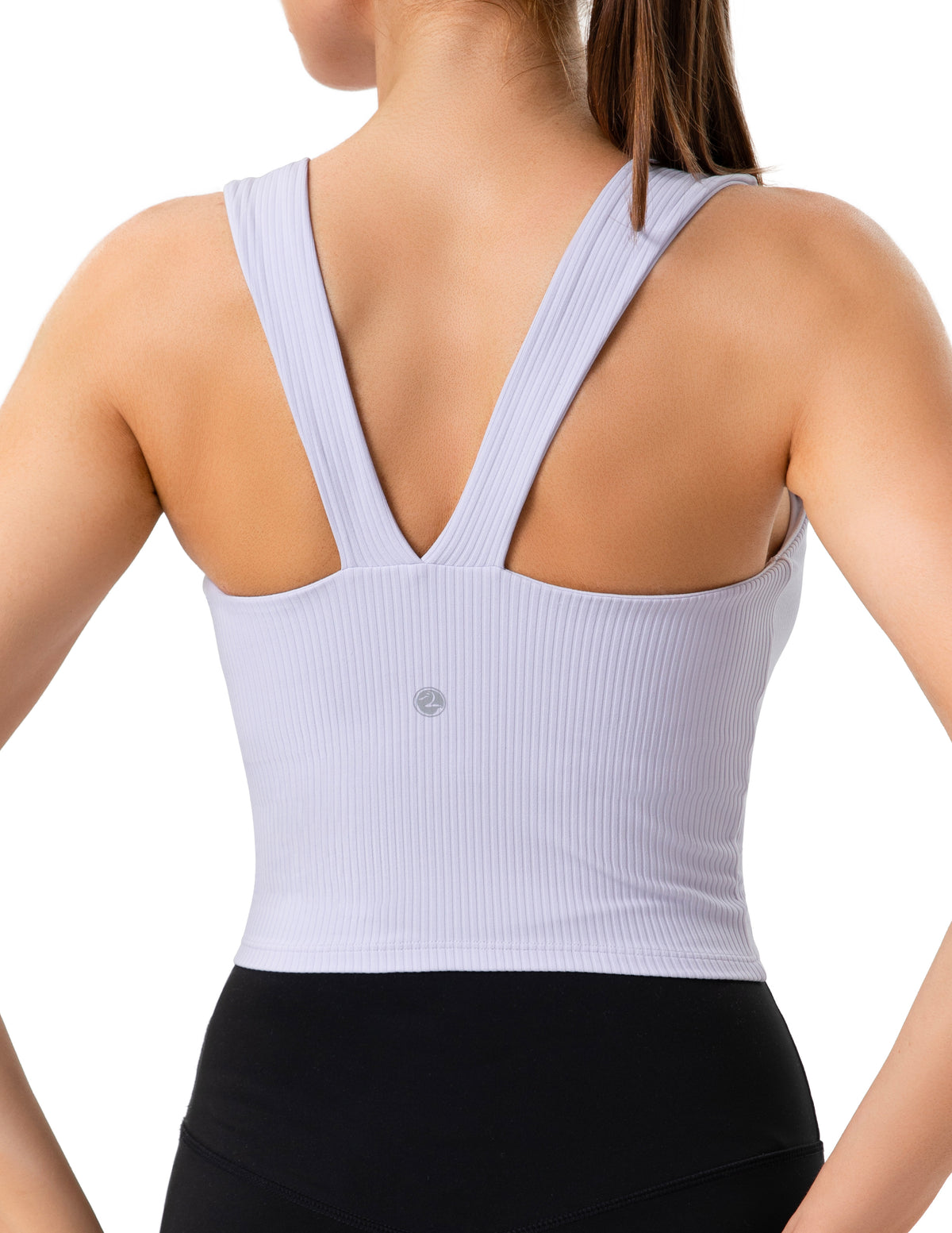 Yunoga Sports Bra Square Neck Workout Tank Tops With Built - Pastel Lilac