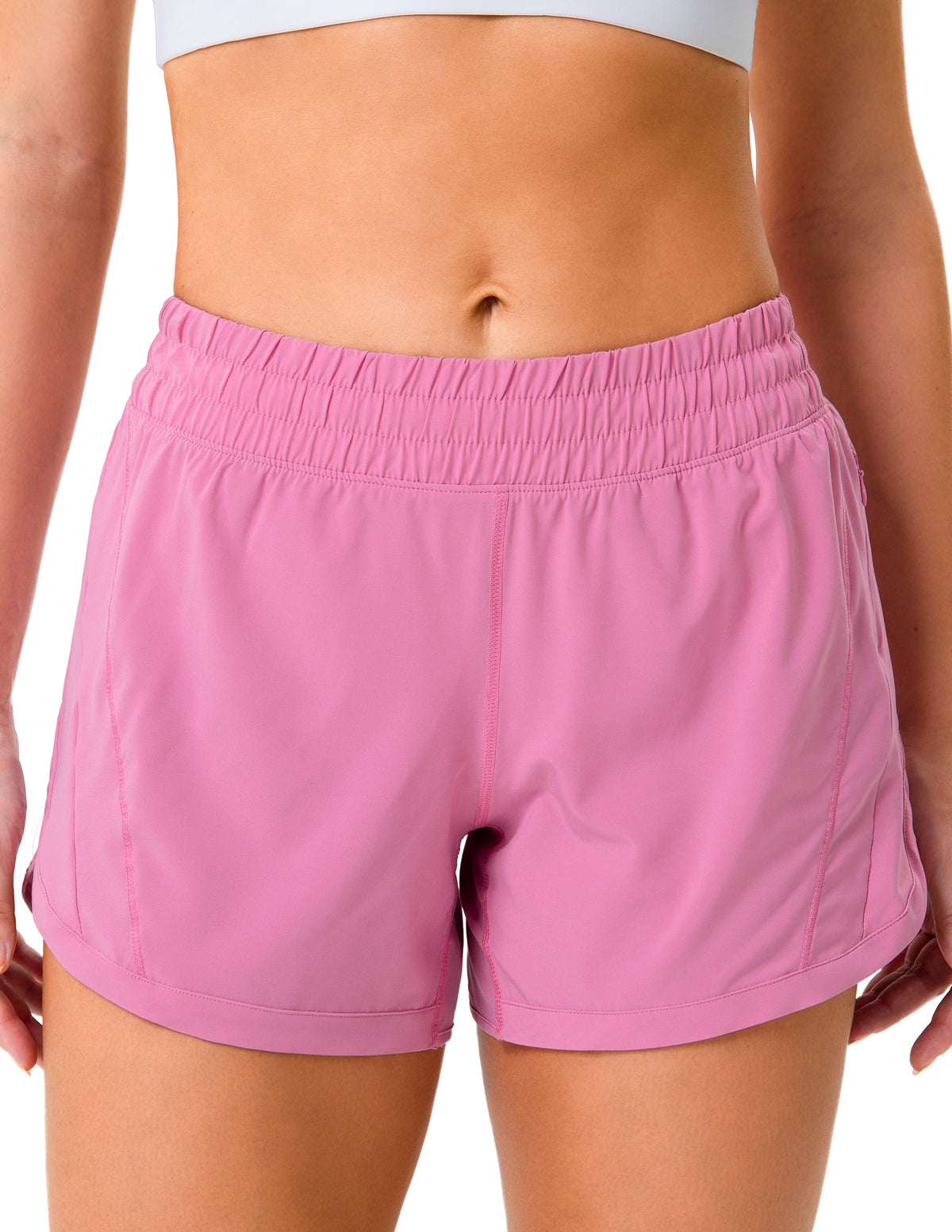 8952 Yunoga Mid Rise Quick Dry Running Shorts With Mesh Liner-Aurora Pink