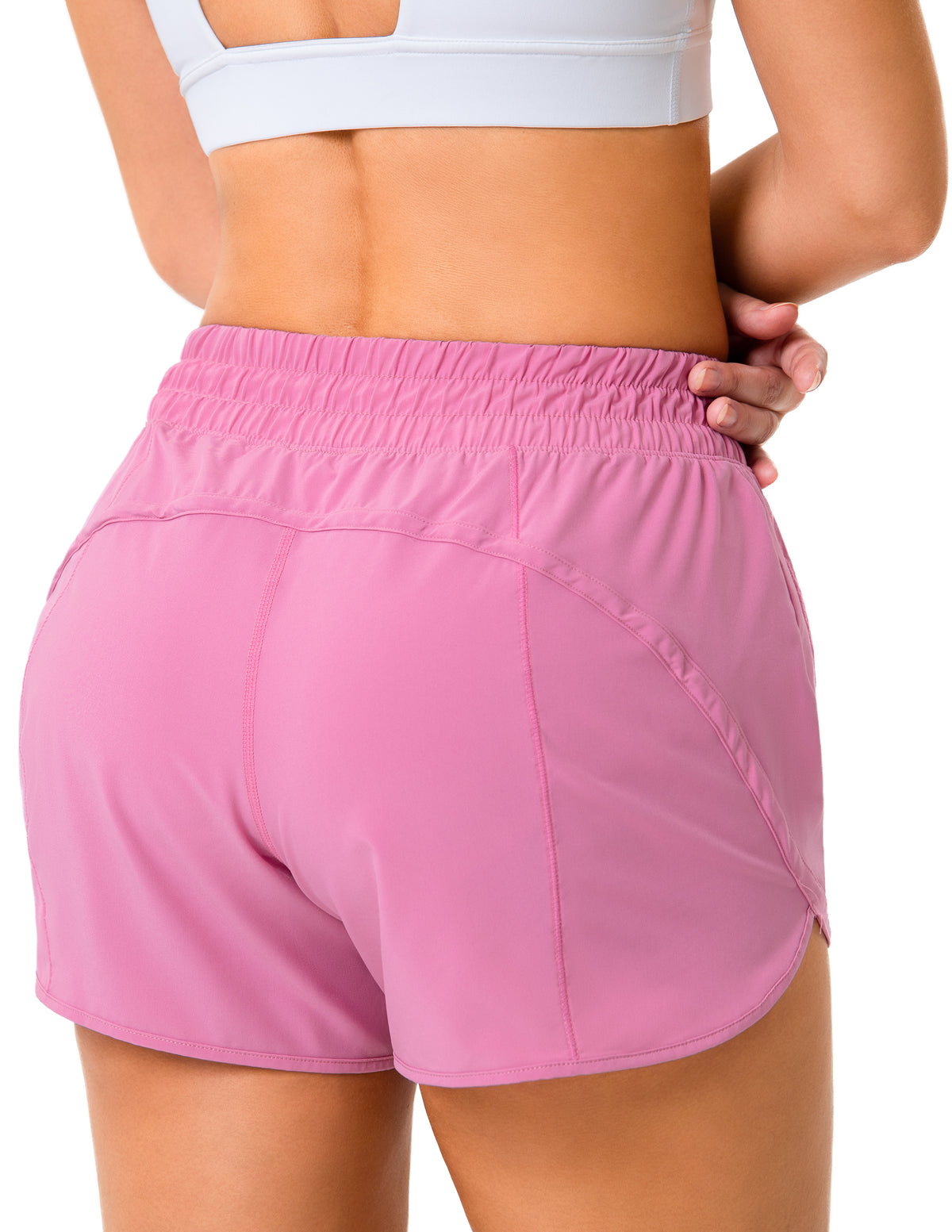 8952 Yunoga Mid Rise Quick Dry Running Shorts With Mesh Liner-Aurora Pink