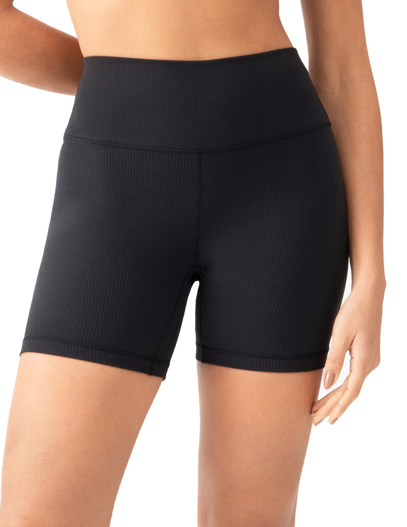 6’’ High Waisted Ribbed Biker Shorts - #color_