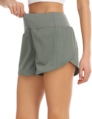 Mesh Liner Running Shorts With Pockets#color_agave-green