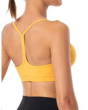 Y Back Workout Racerback Padded Bra#color_amber-yellow