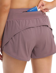 Mesh Liner Running Shorts With Pockets#color_dusty-red