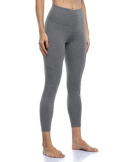 25" High Waisted Athletic Pants With Pocket#color_heather-grey