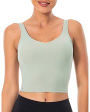Wirefree Padded Sports Bra Cropped Tank Top#color_light-green