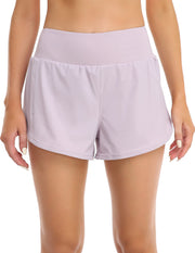 Mesh Liner Running Shorts With Pockets#color_lilac