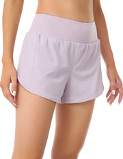 Mesh Liner Running Shorts With Pockets#color_lilac