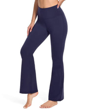 High Waisted Pockets Flare Leggings#color_navy