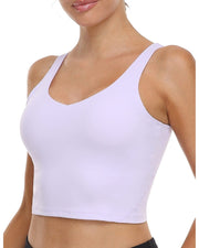 Wirefree Padded Sports Bra Cropped Tank Top#color_pastel-lilac