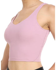 Wirefree Padded Sports Bra Cropped Tank Top#color_pink