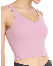 Wirefree Padded Sports Bra Cropped Tank Top#color_pink