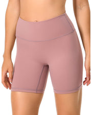 6" No Front Seam Biker Shorts#color_pink