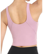 Wirefree Padded Sports Bra Cropped Tank Top#color_pink