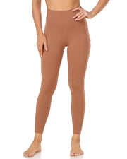 25" High Waisted Athletic Pants With Pocket#color_roasted-brown
