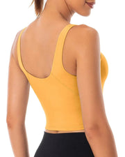 Wirefree Padded Sports Bra Cropped Tank Top#color_amber-yellow
