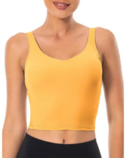 Wirefree Padded Sports Bra Cropped Tank Top#color_amber-yellow