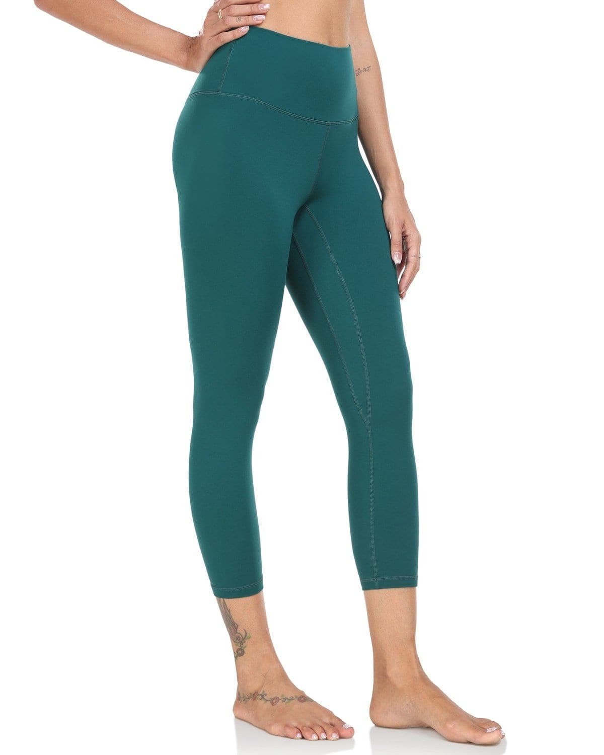 21" High Waisted Capris#color_black-green