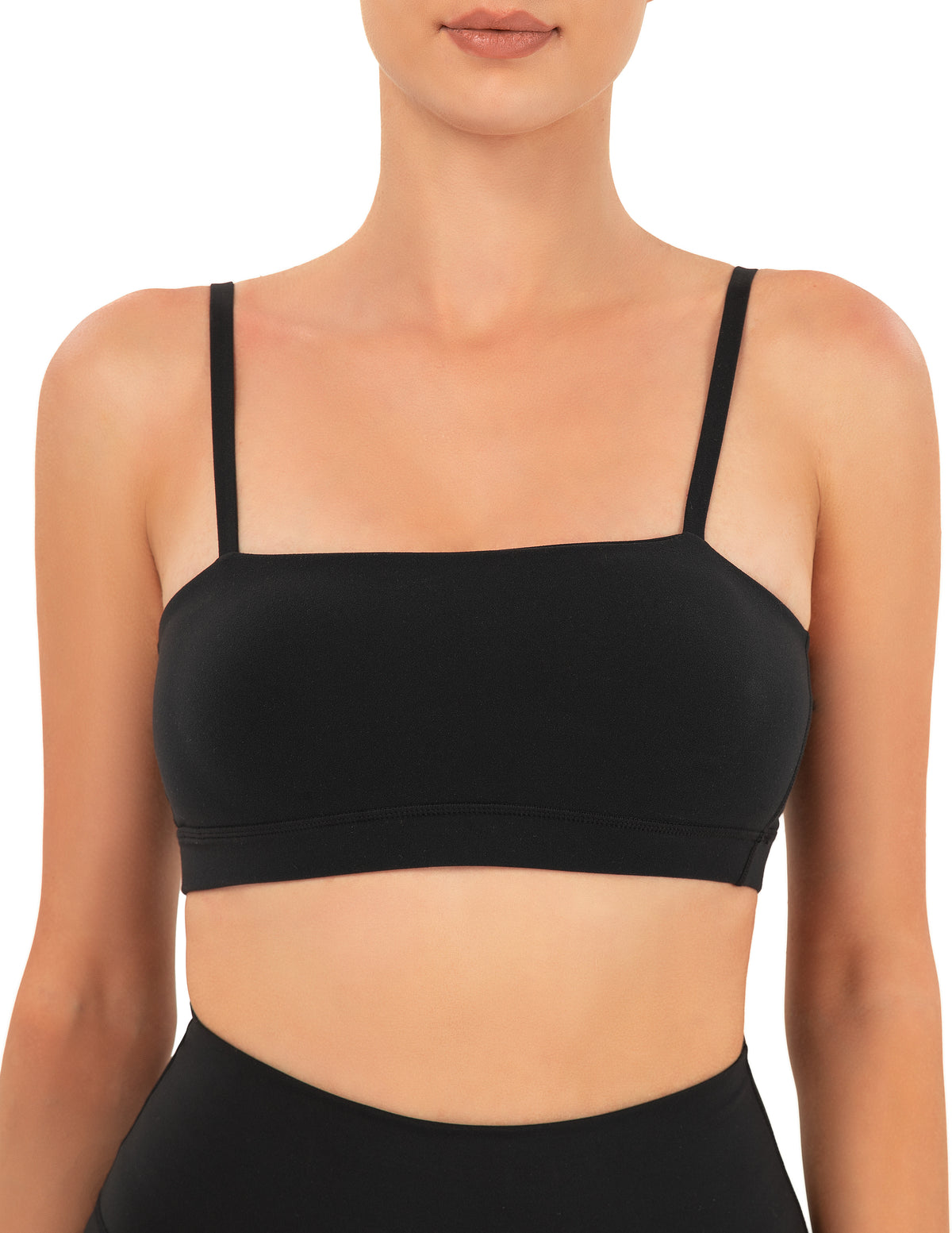 Women’s Bandeau Adjustable Yoga Bra - #color_ Black / XS