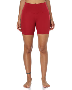 6’’ High Waisted Athletic Shorts - red athletic shorts #color_ Rose Red / XS