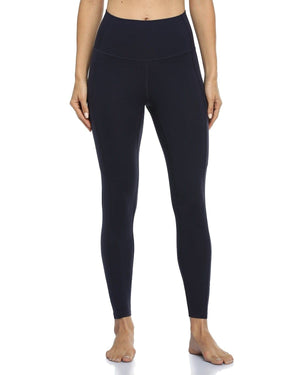 25’’ High Waisted Athletic Pants With Pocket - navy blue high-waisted leggings #color_ Navy / XS
