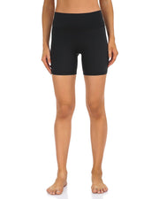 6" No Front Seam Biker Shorts#color_black