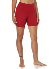6" High Waisted Athletic Shorts#color_rose-red