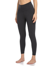25" High Waisted Athletic Pants With Pocket#color_charcoal-grey