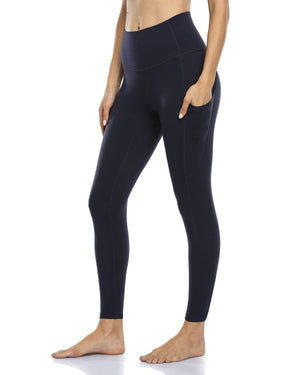 25’’ High Waisted Athletic Pants With Pocket - navy blue leggings pockets #color_