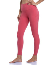 25" High Waisted Athletic Pants With Pocket#color_slate-rose