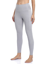 25" High Waisted Athletic Pants With Pocket#color_heather-cement-grey